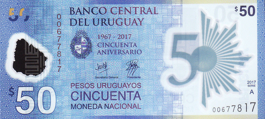 P100 Uruguay 50 Pesos Uruguayos Year 2018 (Comm.)